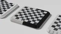 Three Joe Burrow "Unfinished Set" chessboards are displayed, featuring black and white marble squares with varying border designs